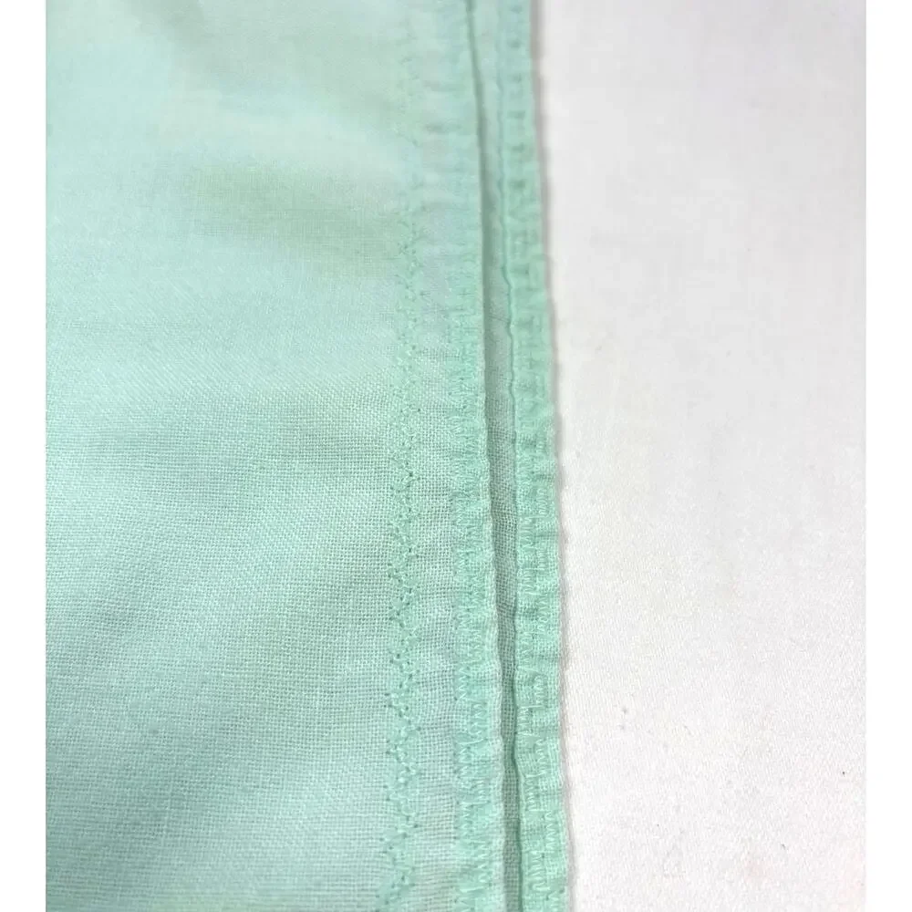 Vintage Hemstitched Pair of Mint Green Square Table Linens Tablecloths 1960s
